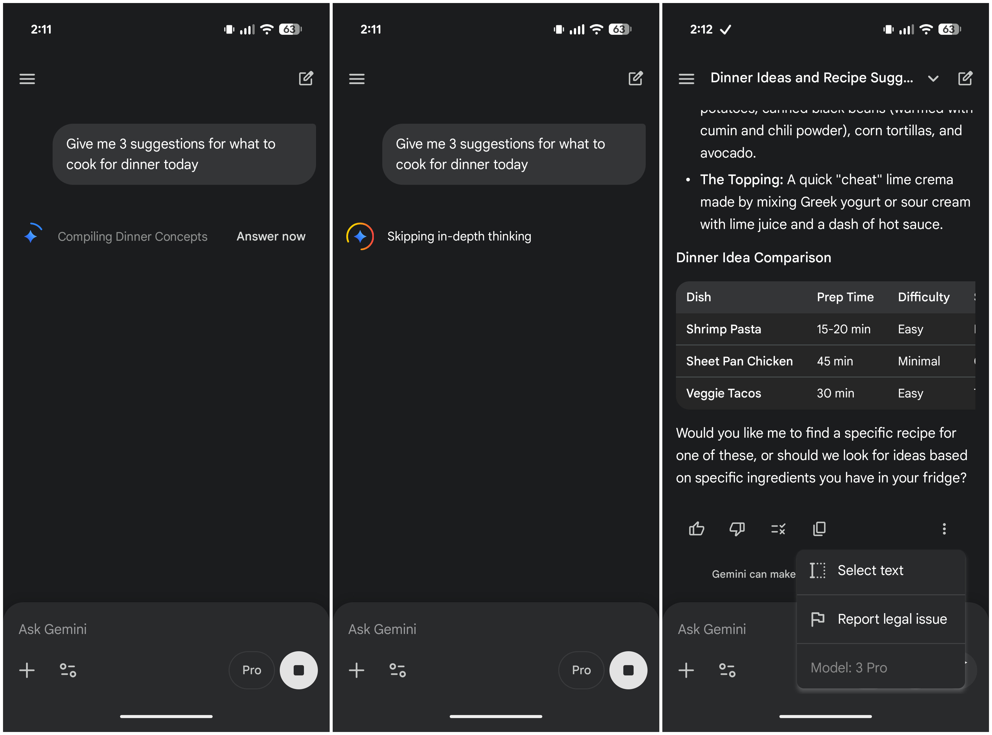 Answer now button in Gemini app for Android