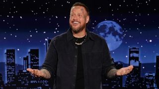 Jelly Roll delivers his monologue as a guest host on Jimmy Kimmel Live!.