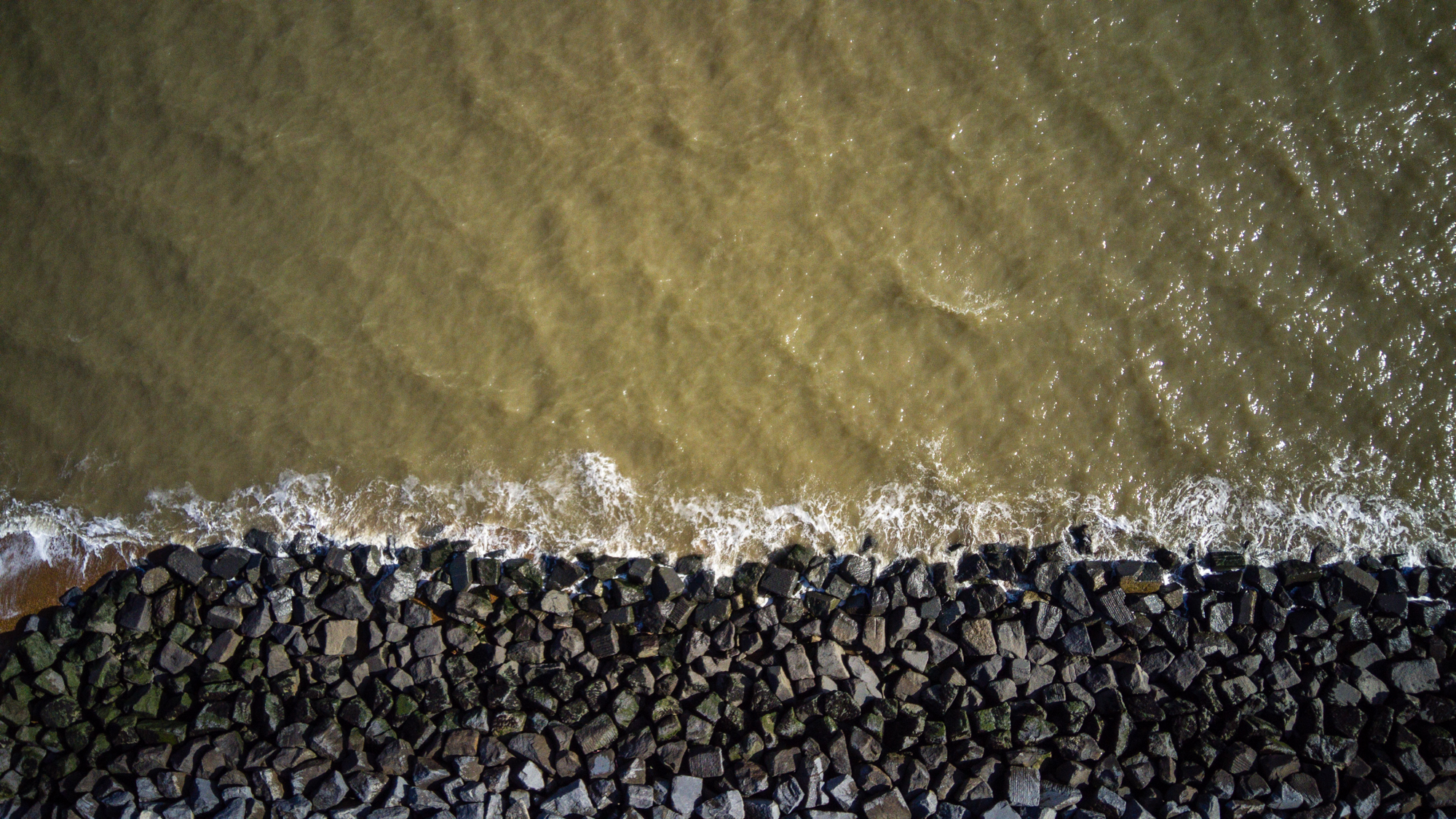 Photo of sea defences taken with the Potensic Atom drone