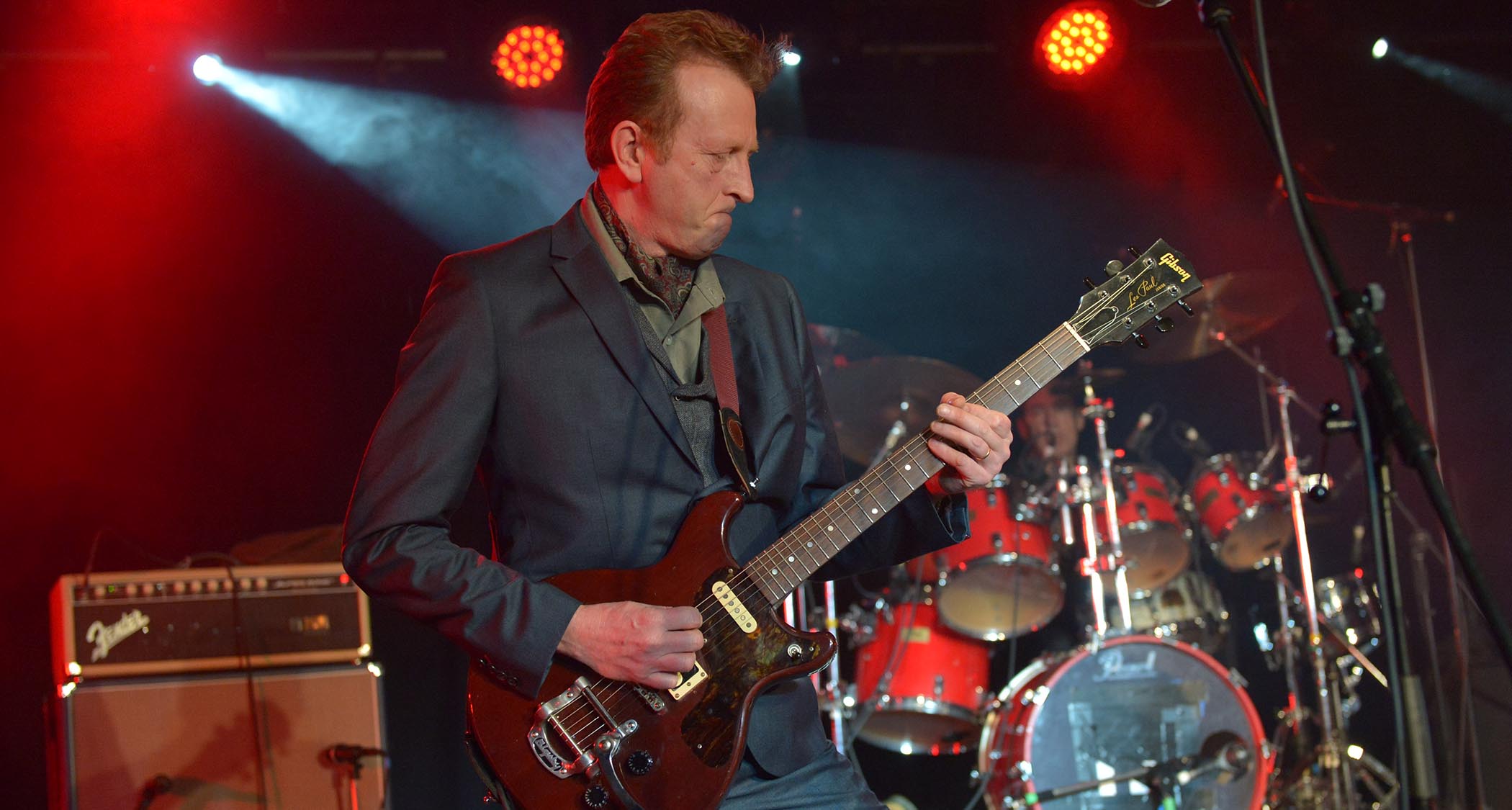 Bruce Watson plays a Bigsby-equipped Gibson Marauder onstage