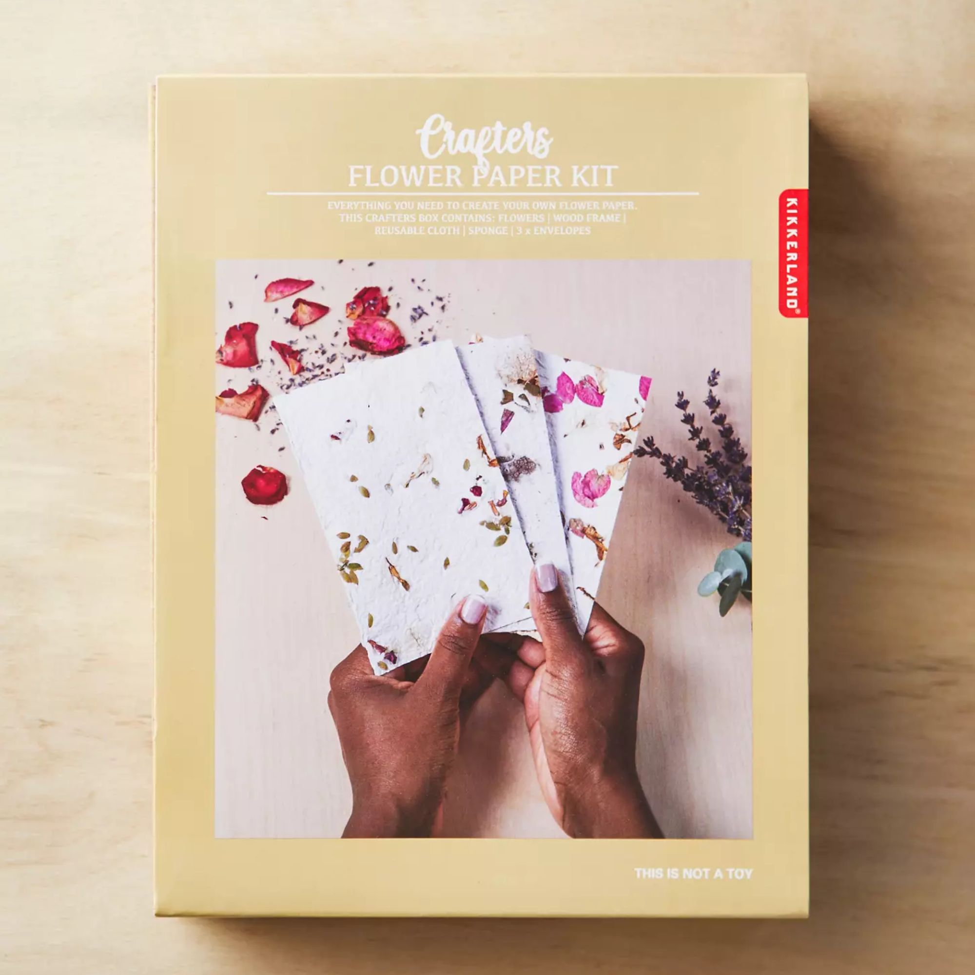 Floral paper making kit in pale yellow box