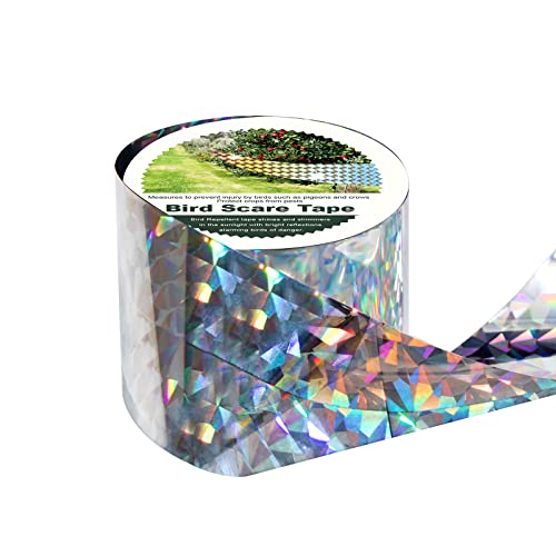 Offo Reflective Tape for Birds, 200 Feet X 2 Inches Dual-Sided Bird Scare Tape Outdoor for Garden, Farm, Orchard or Courtyard