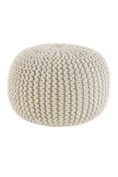 Cotton Craft Hand Knitted Cable Style Dori Pouf Ivory