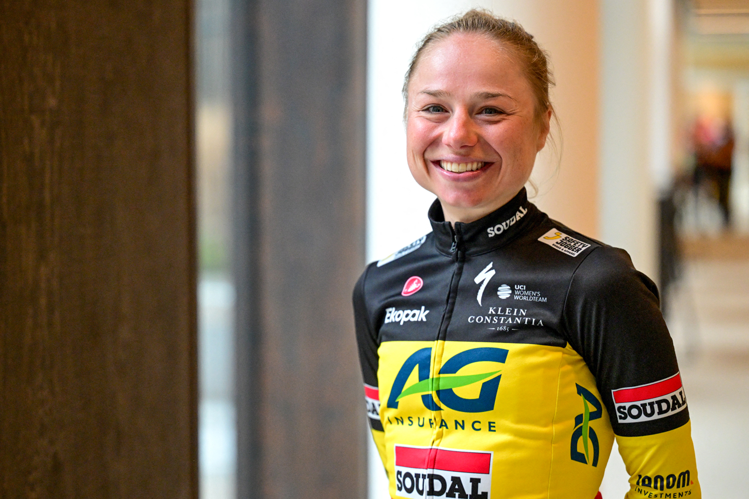 Belgian champion Justine Ghekiere at the presentation of the AG Insurance-Soudal in February