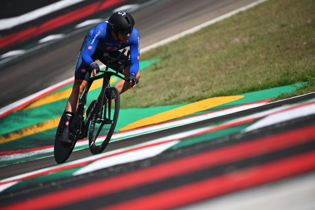 Italys Edoardo Affini competes in the Mens Elite Individual Time Trial at the UCI 2020 Road World Championships in Imola EmiliaRomagna Italy on September 25 2020 Photo by Marco BERTORELLO AFP Photo by MARCO BERTORELLOAFP via Getty Images