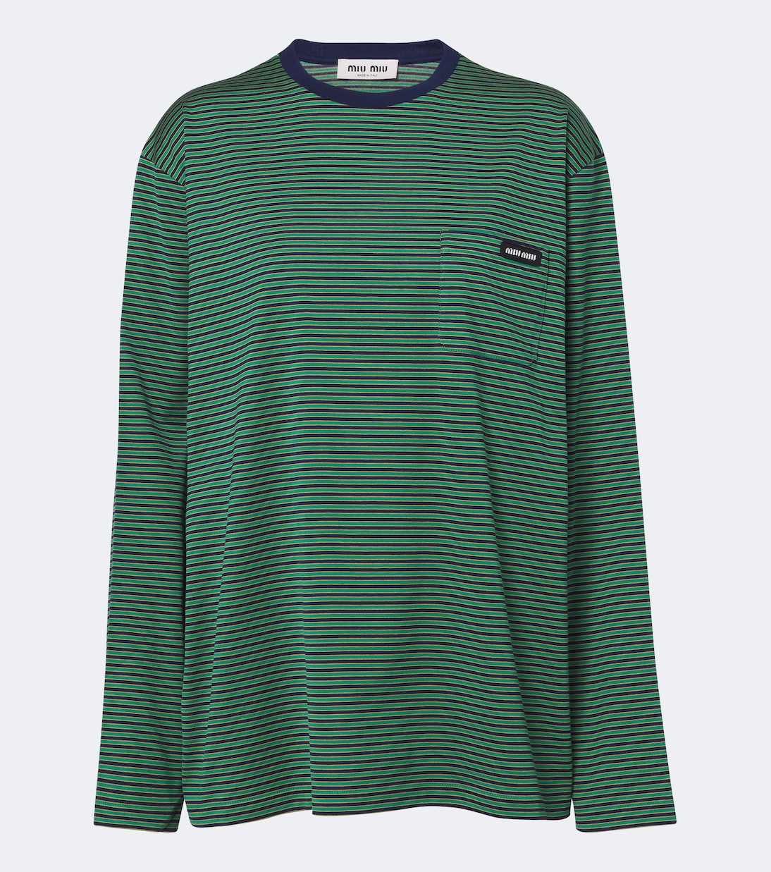 Striped Cotton Jersey T-Shirt in Multicoloured - Miu Miu