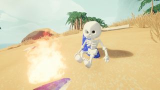 A climber skeleton generated by the Everest mod in Peak.