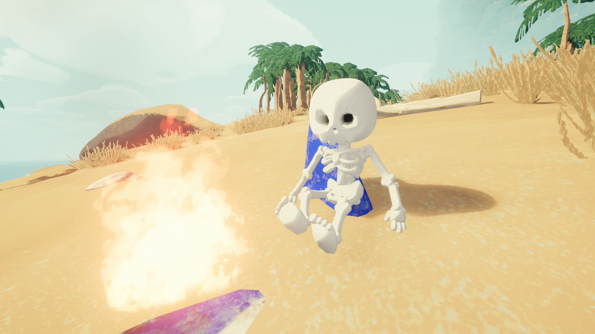 A climber skeleton generated by the Everest mod in Peak.