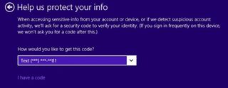 Let Windows SMS you a code