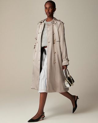 Relaxed Trench Coat in Satin Crepe