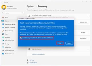 Restart to reinstall Windows 11