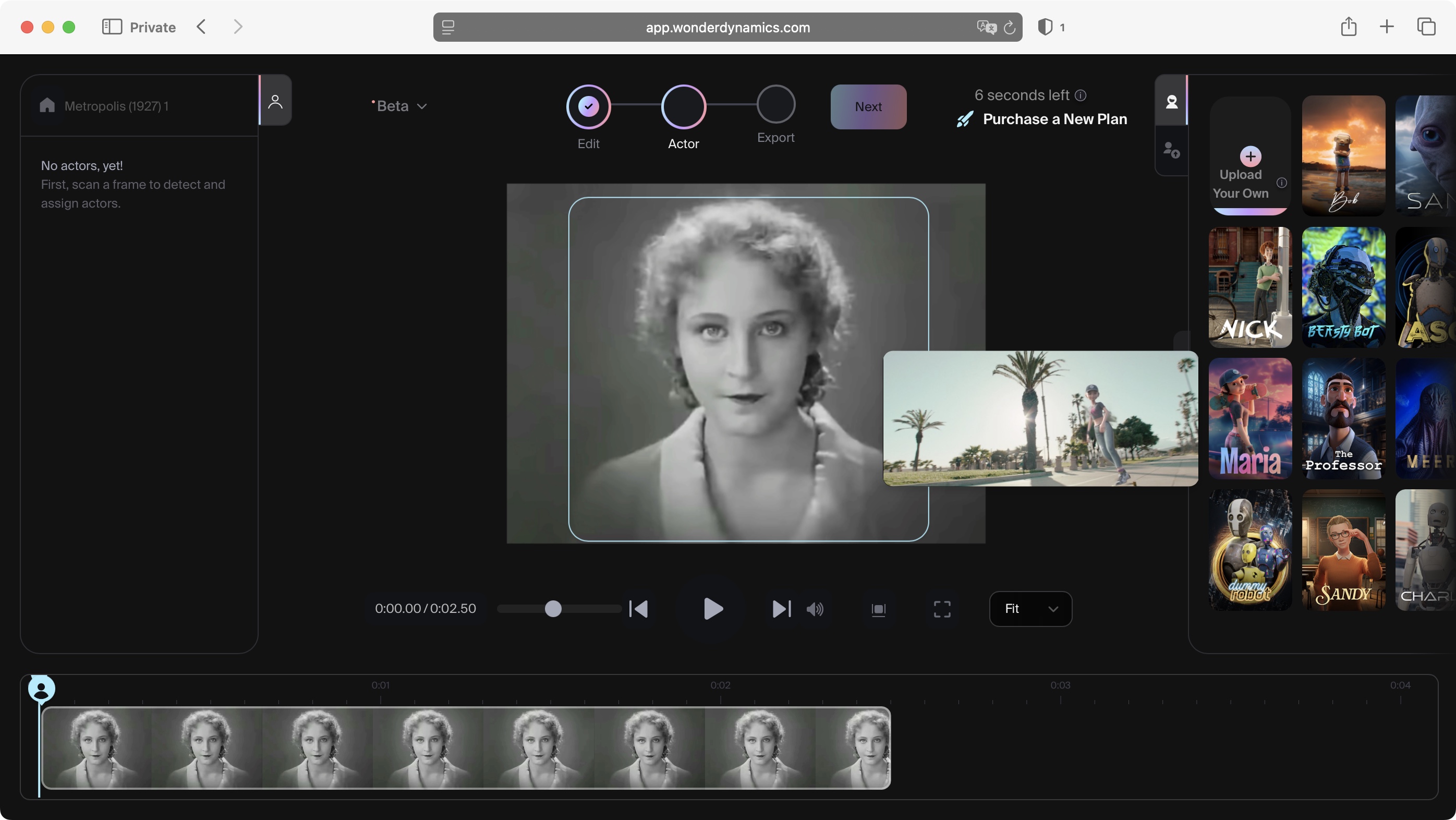 Using Autodesk Flow Studio to replace a character from an old movie during our tests