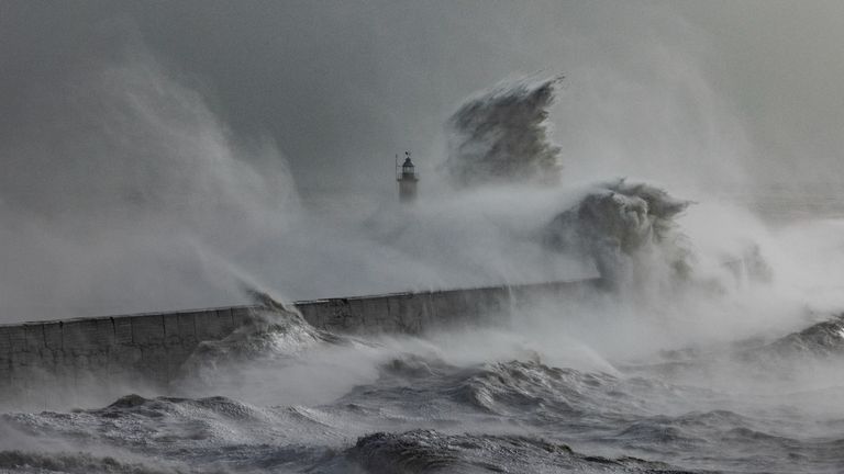 When is Storm Gladys due to hit the UK? Warnings are issued days after storm waves battered the Newhaven breakwater and Lighthouse on February 18.