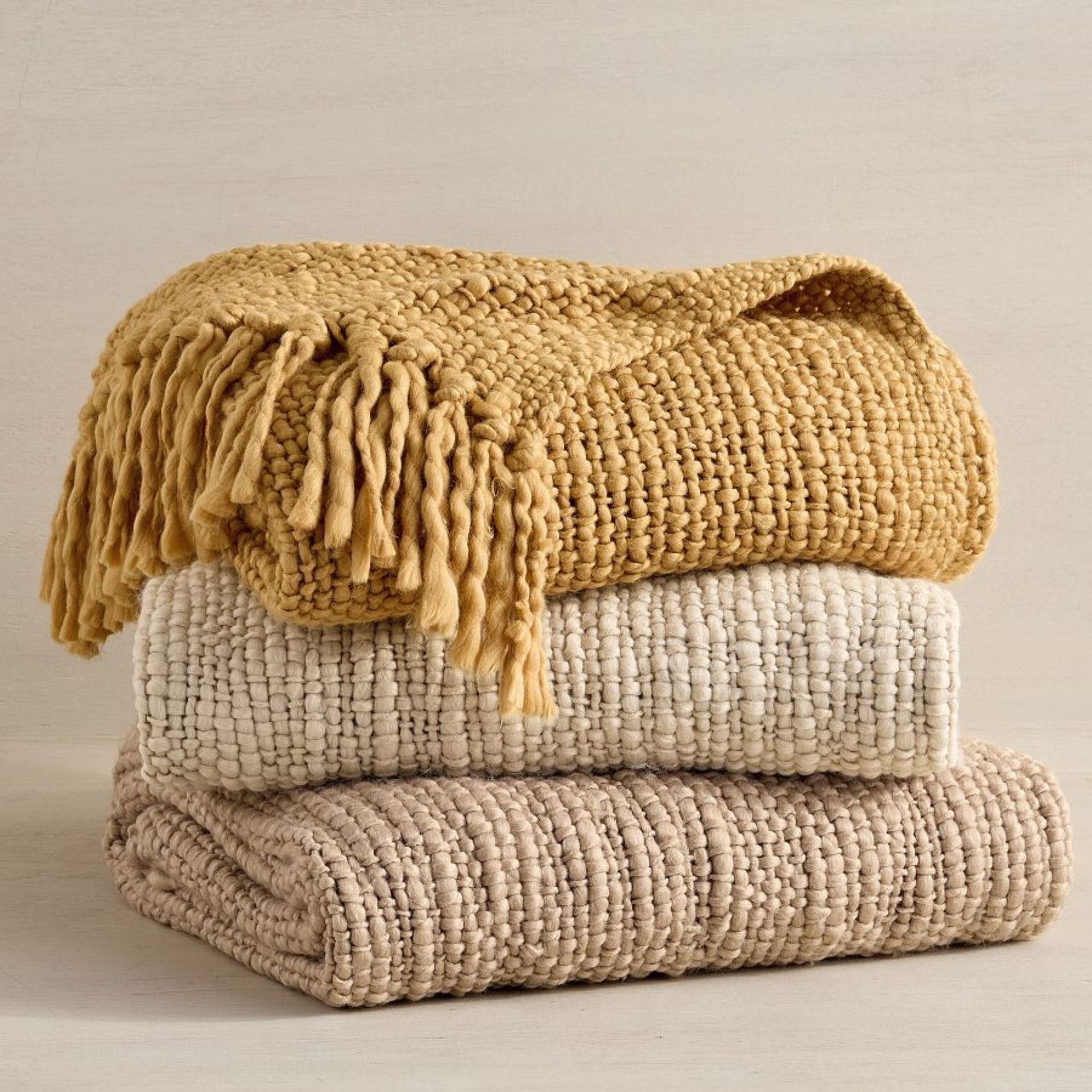 Textured Basketweave Knit Throw