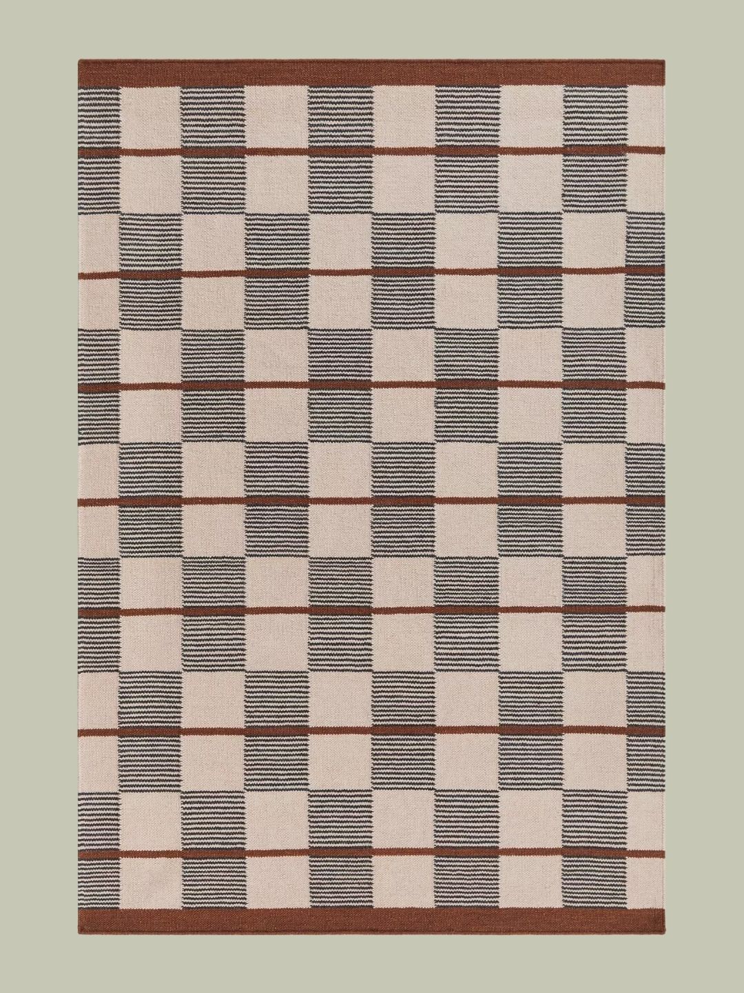 John Lewis, Betula Checkerboard Flatweave Rug in Orange/Multi