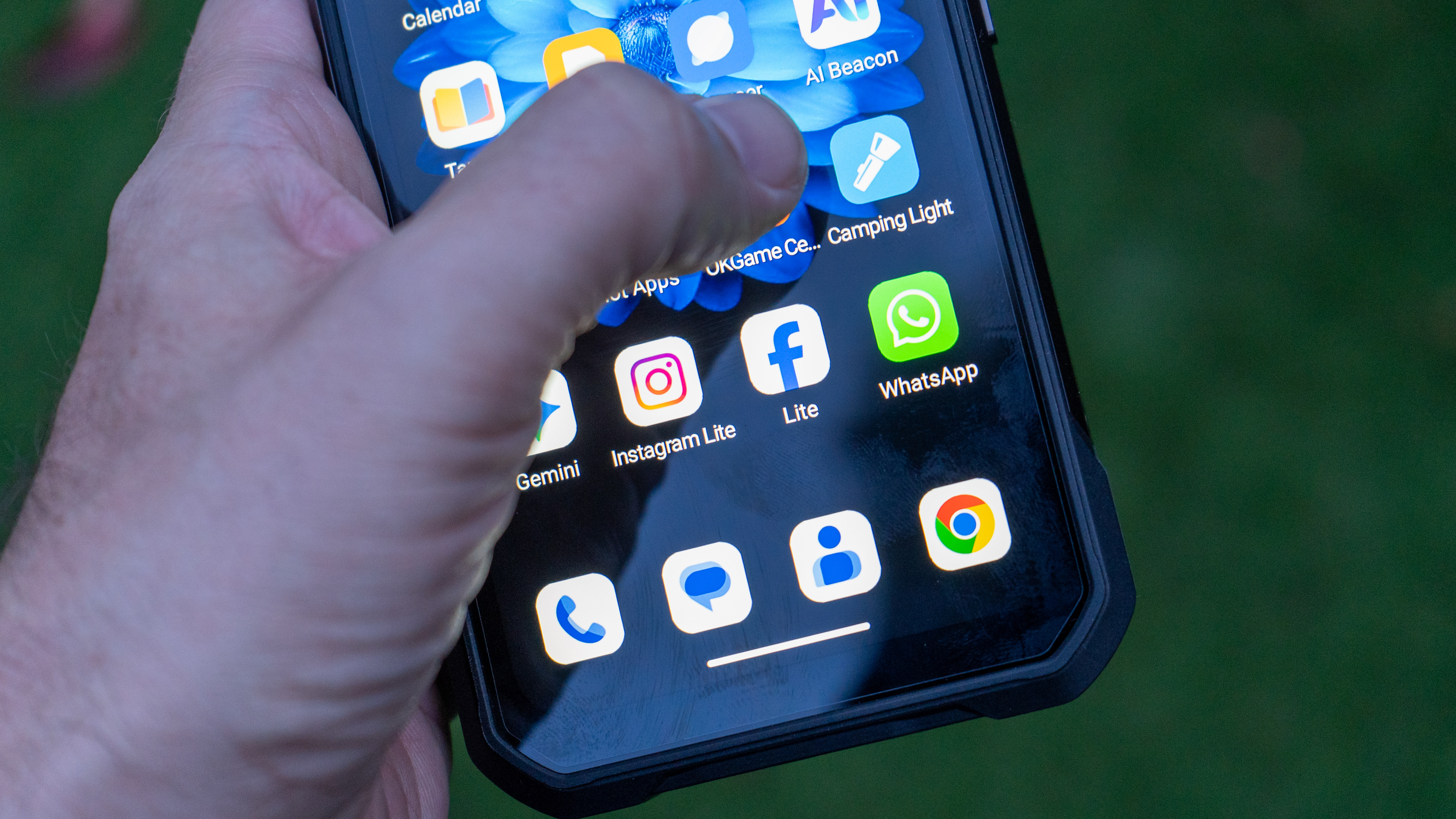 Oukitel WP61 Ultra phone with light with the Caming Light app visible in the app menu