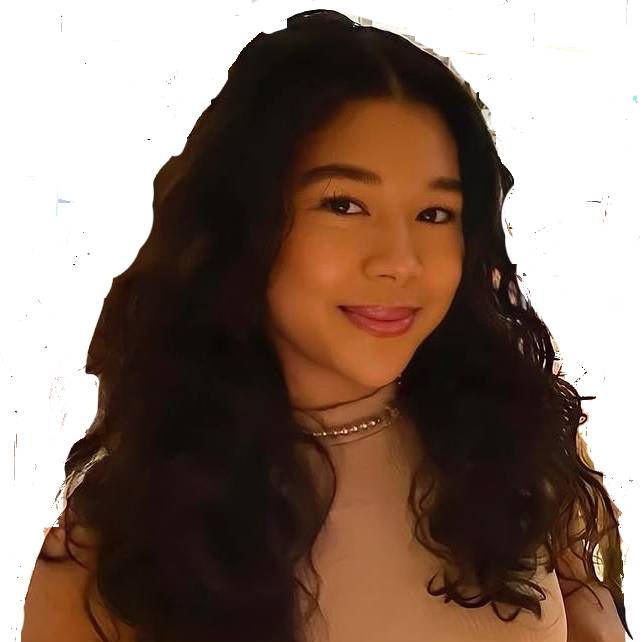 Female with long dark hair wearing brown top