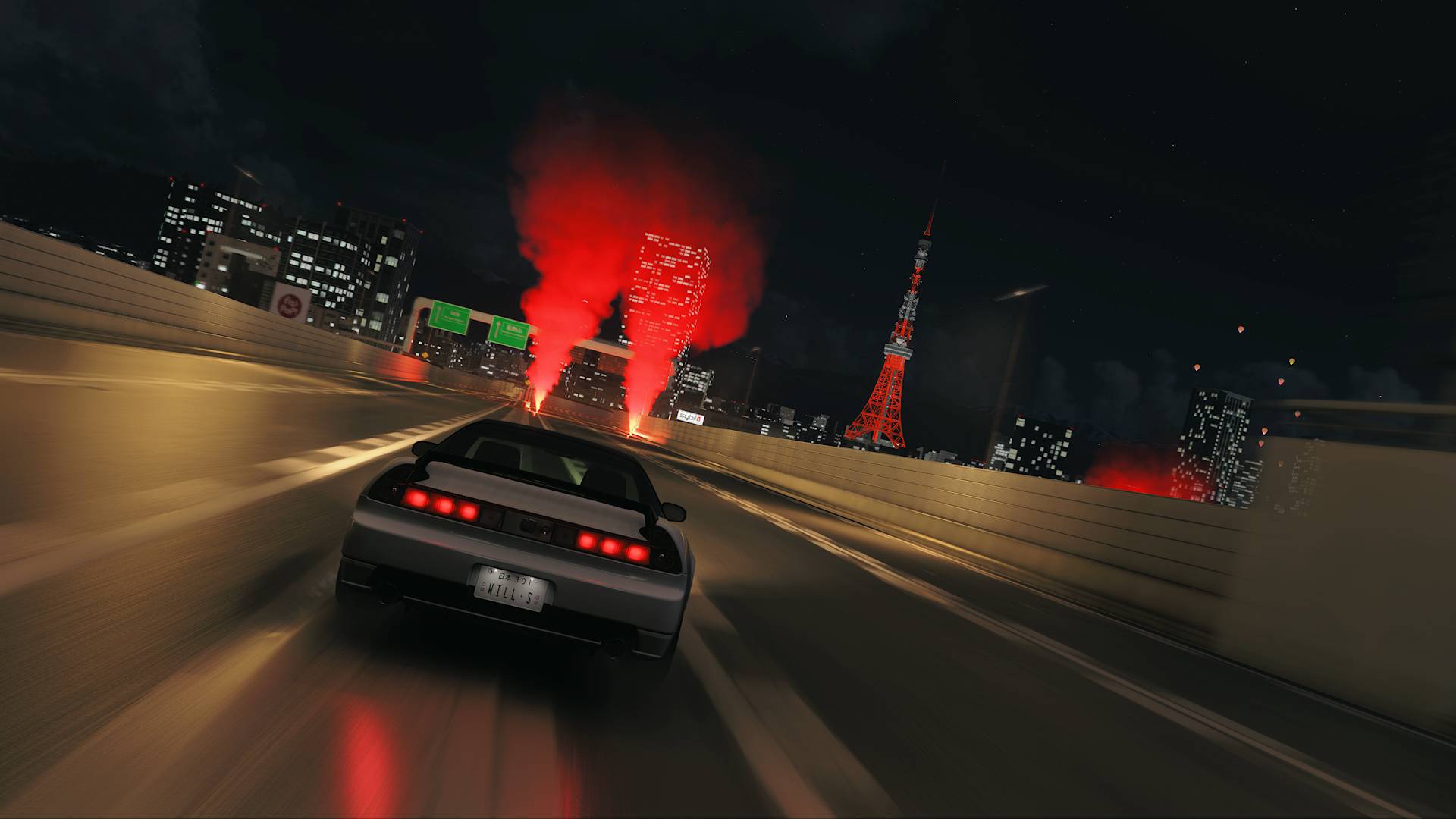Forza Horizon 6 honda driving down tokyo highway at night towards tokyo tower