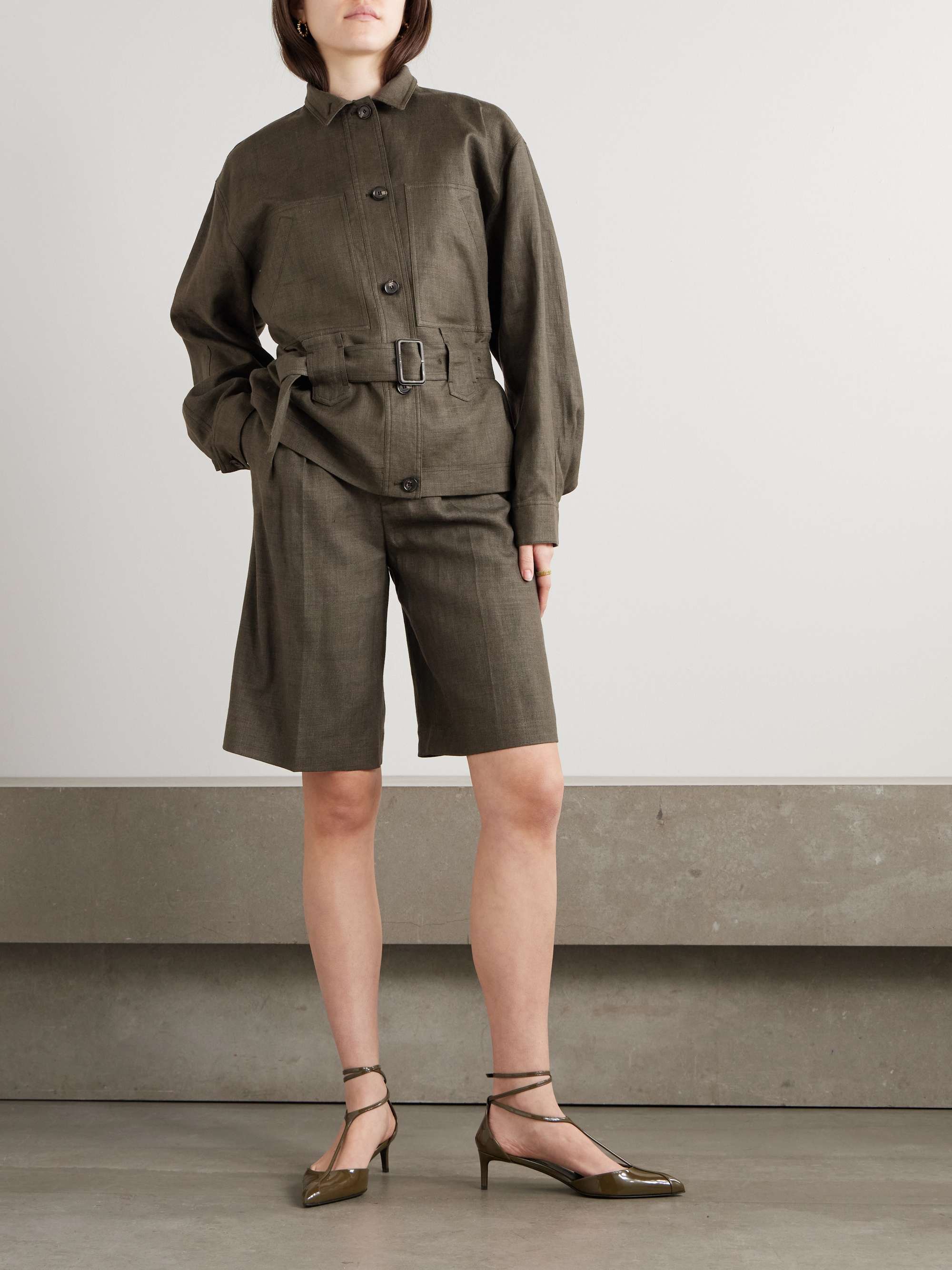 Digby Pleated Linen and Wool-Blend Shorts