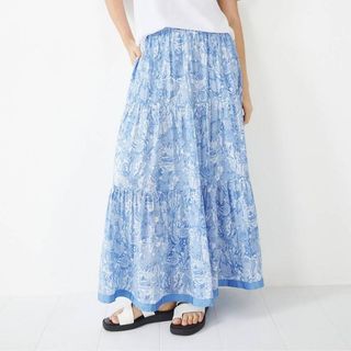 blue and white maxi skirt