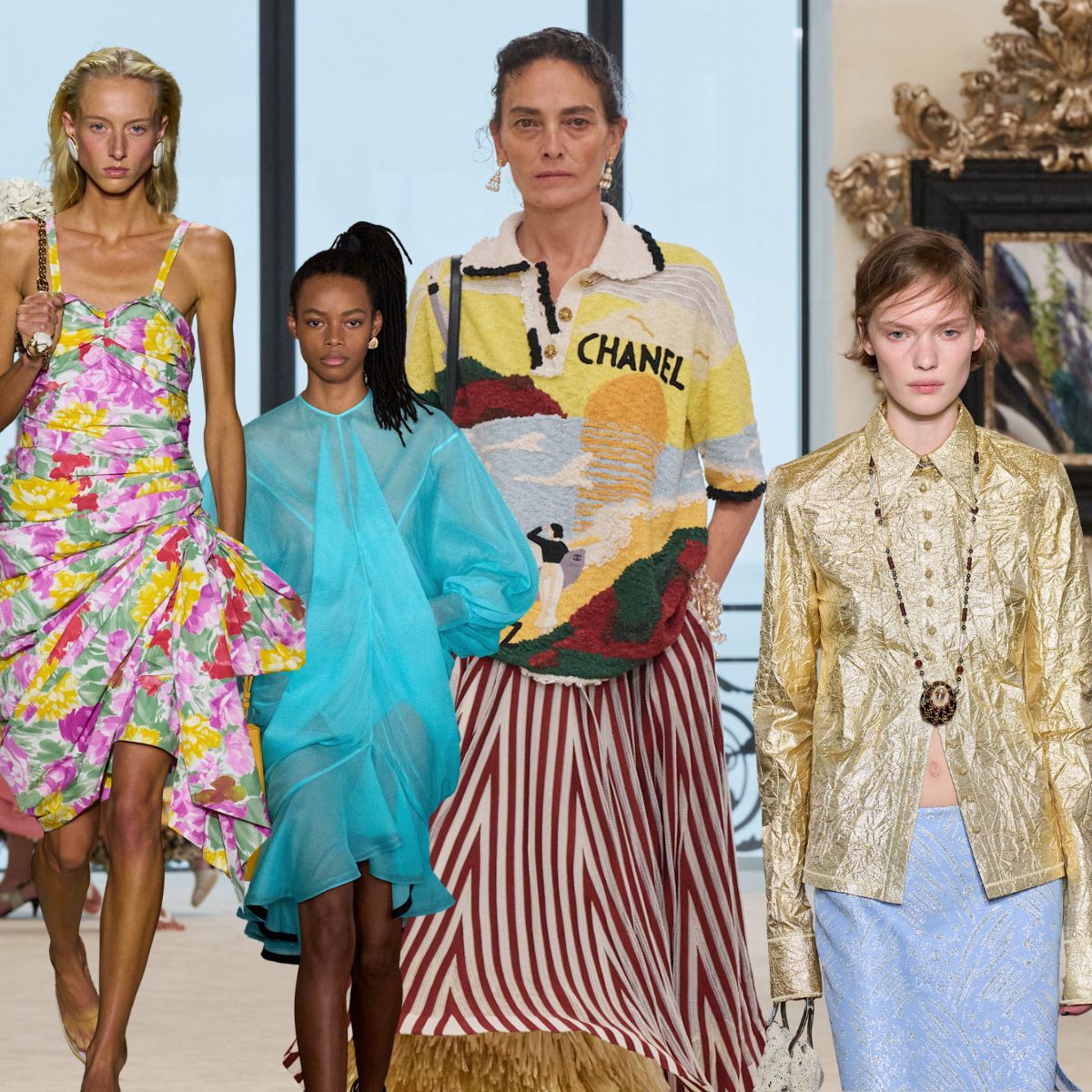 Collage of maximalist trends for summer 2026