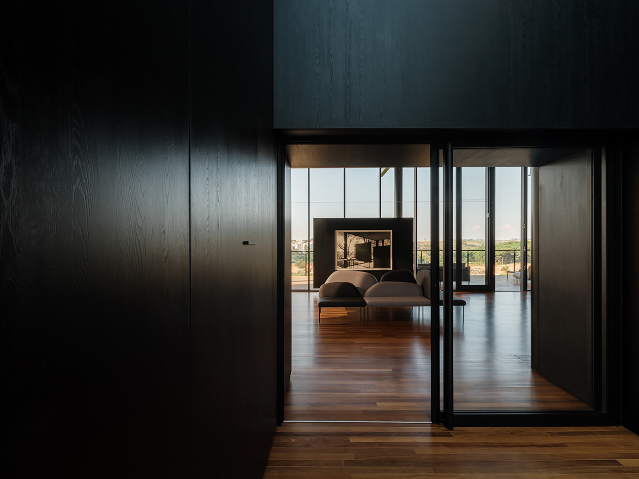 Casa Figueira, Sao Paulo, a light structure, floating above green tree canopies, a pavilion-like showroom