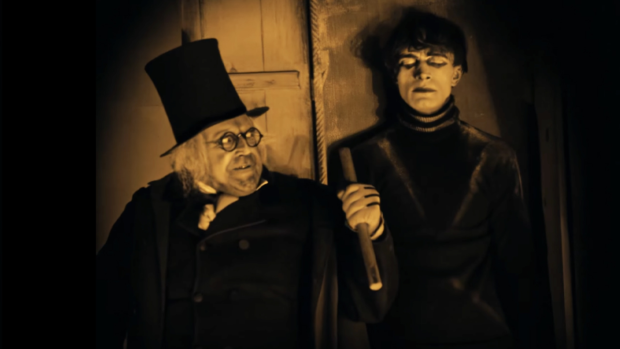 Werner Krauss&amp;nbsp;as Dr. Caligari and Conrad Veidt as Cesare in the seminal horror film The Cabinet of Dr. Caligari (1920)