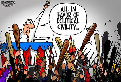 Political Cartoon U.S. political civility mobs
