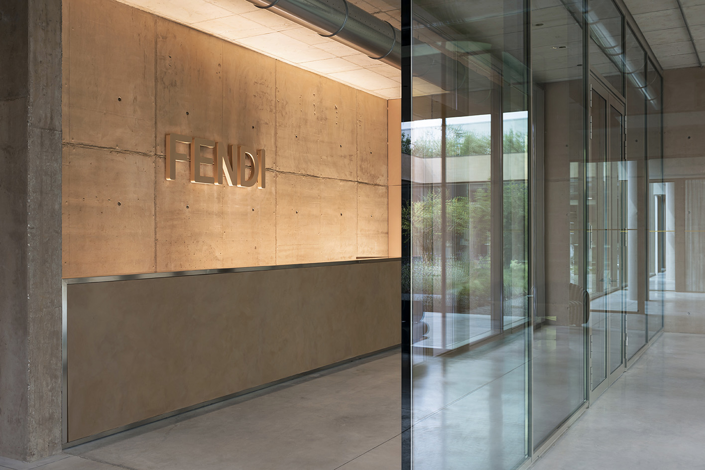 interior of circulation space at fendi factory