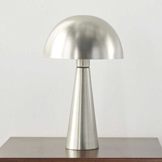 a silver table lamp