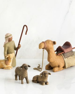 Shepherd and Stable Animals Nativity Figurines