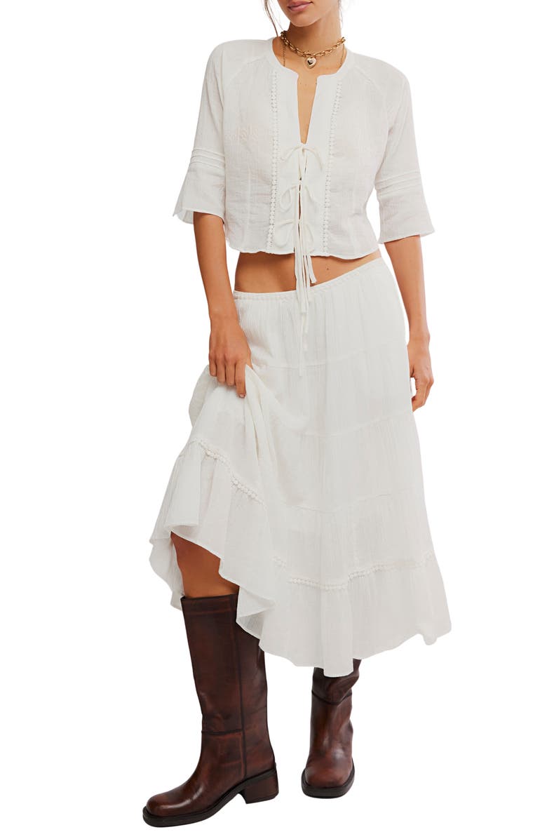 Bright Side Tie Front Crop Top &amp;amp; Midi Skirt Set