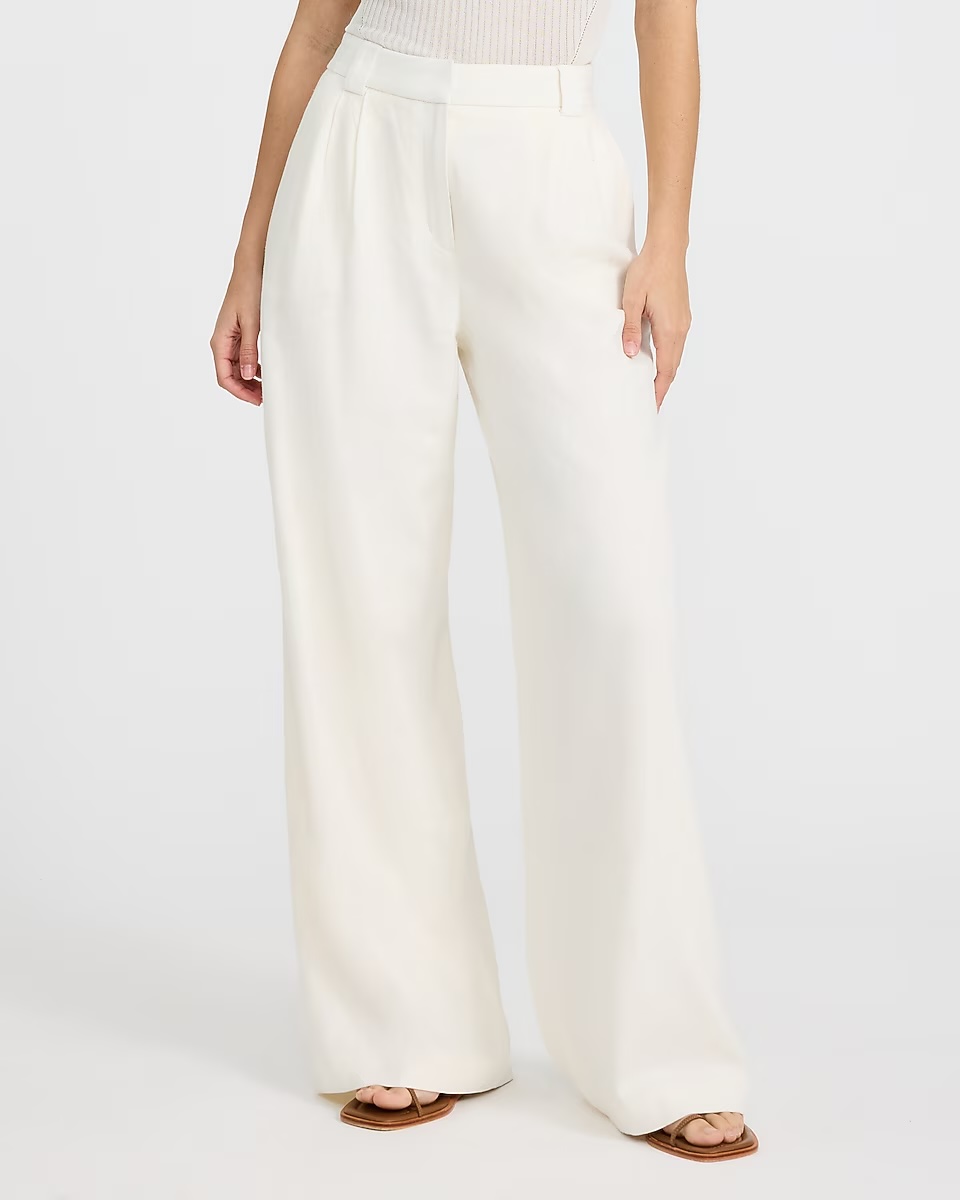 express, Linen-Blend High Waisted Relaxed Trouser