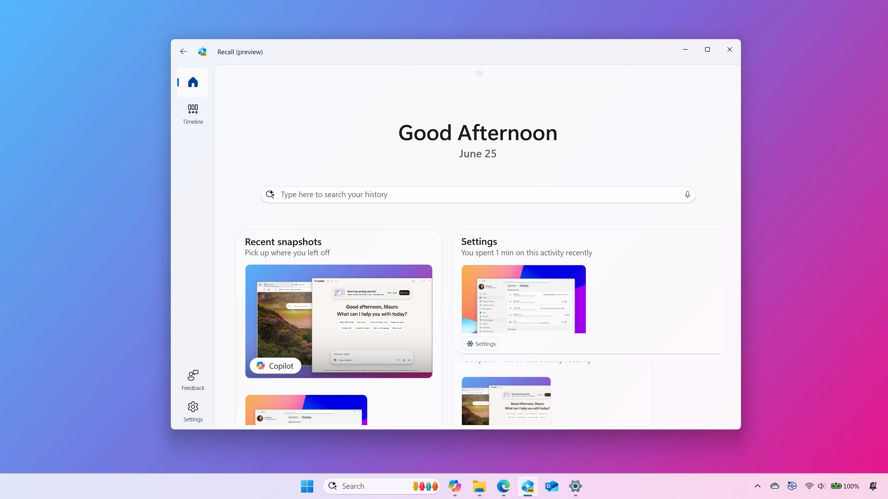 Windows 11 Recall preview