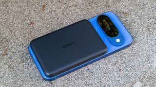 The Anker MagGo Power Bank 5K on the Pixel 10