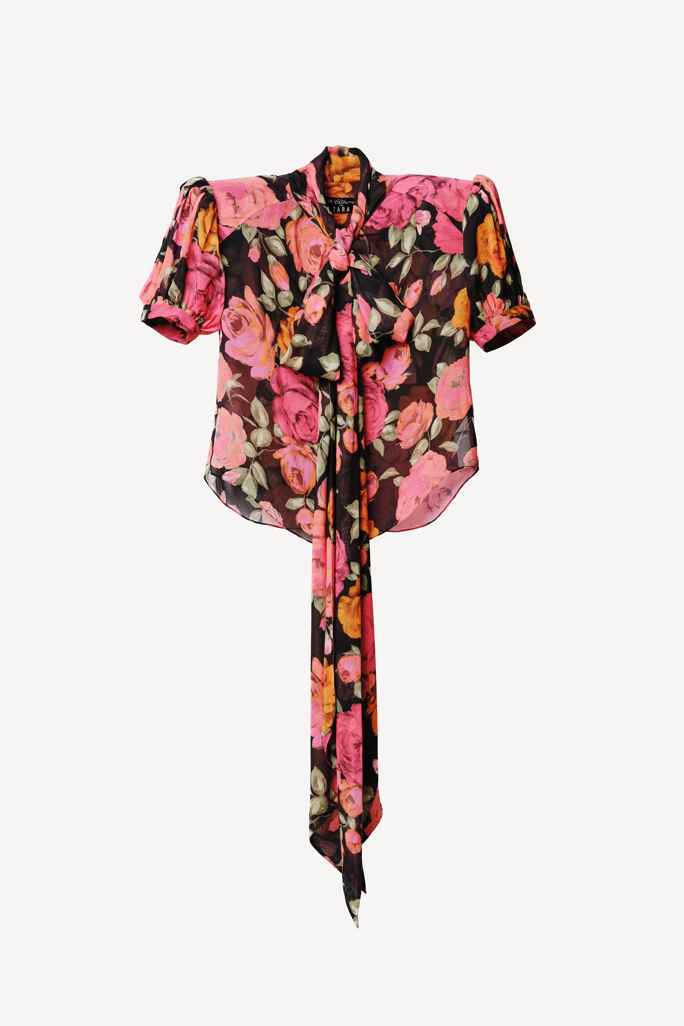 Floral Shoulder Pad Blouse Willy Chavarria X Zara
