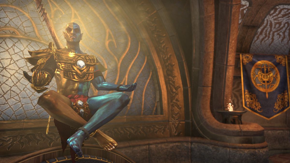 Vivec floats with legs crossed