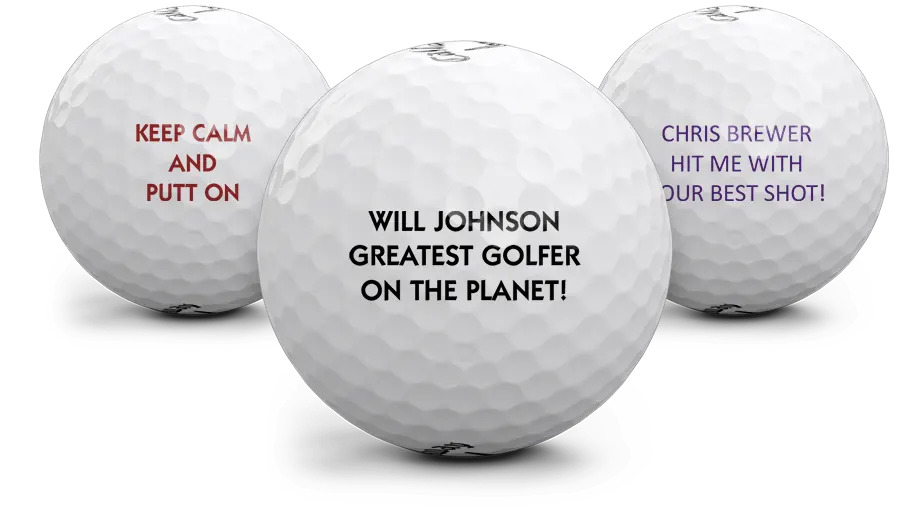 A selection of personalized Golf Balls from Golfballs.com