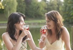 Women drinking wine