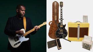 Kirk Fletcher and a collection of guitar gear being auctioned off for Kirk Fletcher fundraise