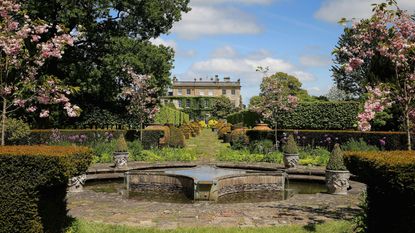 The formal gardens at the royal Highgrove Estate in the UK