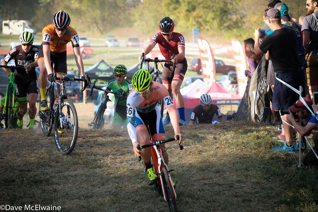 Bjorn Selander (Borah Teamwear) leading the race on lap one