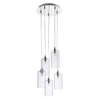 Anni Glass and Metal Cluster Light with five cylinder drops with thin silver cord