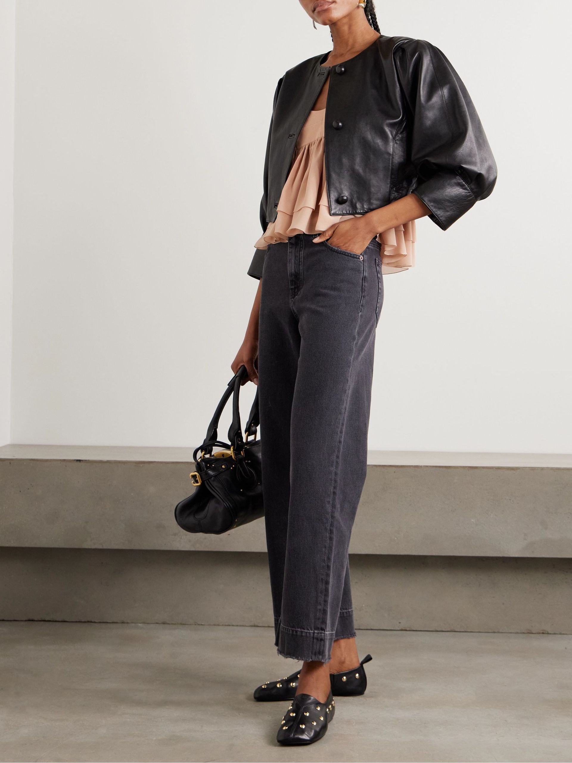 CHLOÉ, Cropped leather jacket
