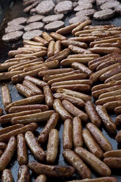 Bbq time: Sausages and hamburgers were on order for tour officials prior to racing in Euston.