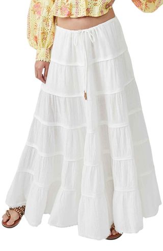 Free-Est Simply Smitten Tiered Cotton Maxi Skirt