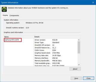 Nvidia graphics card specifications