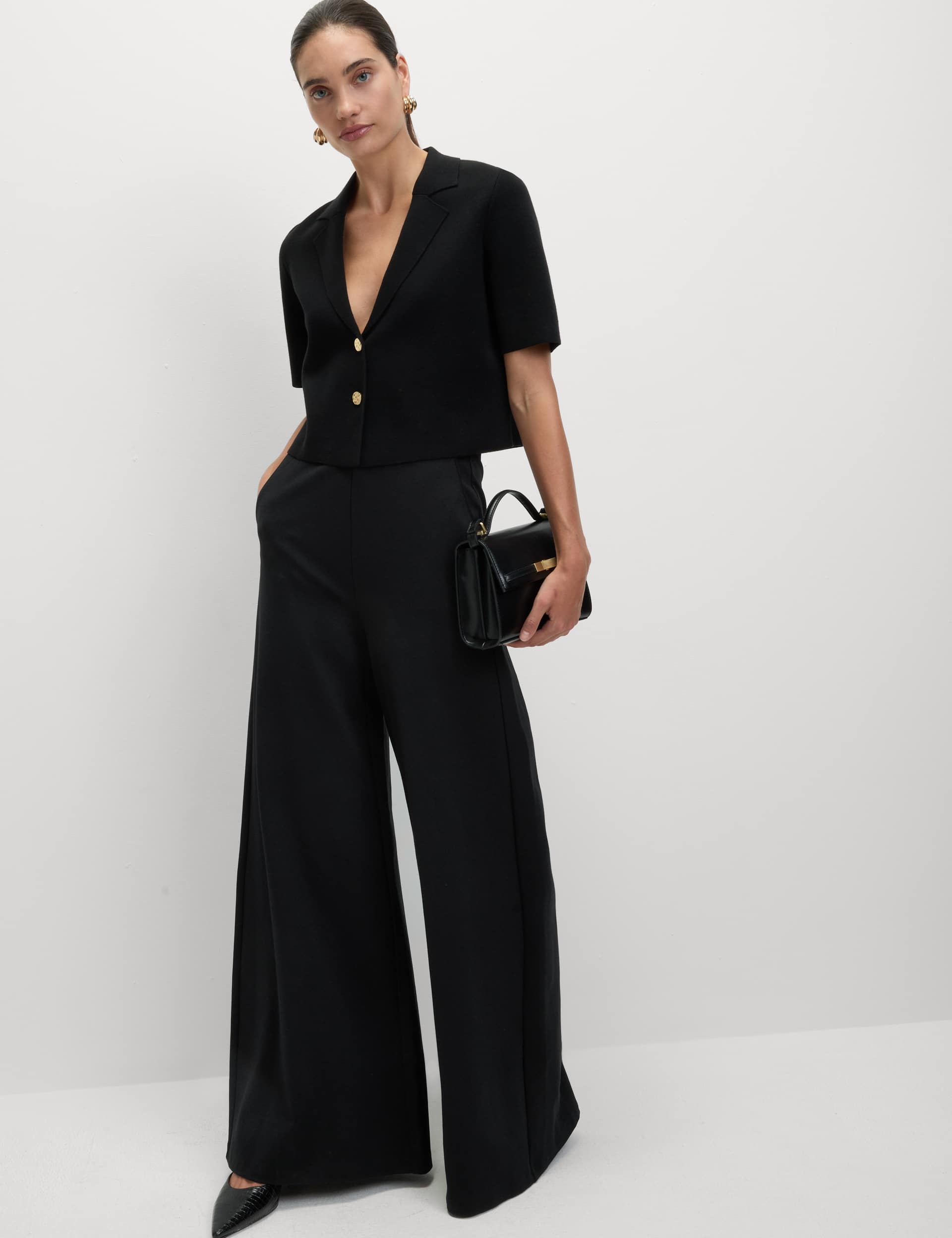 Ponte Elasticated Waist Palazzo Trousers