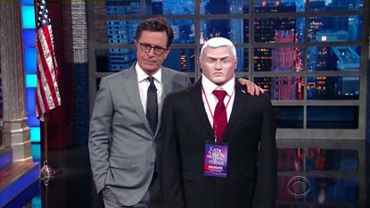 Stephen Colbert introduces Mike Pence