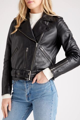 Quince leather jacket for mini skirt outfit
